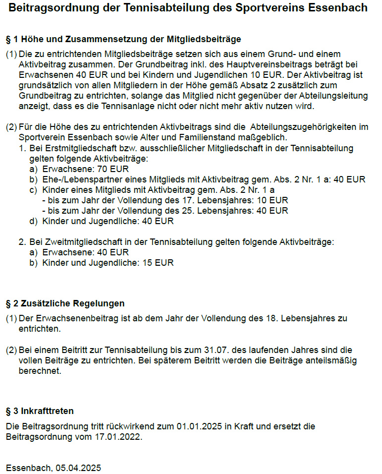 Beitragsordnung